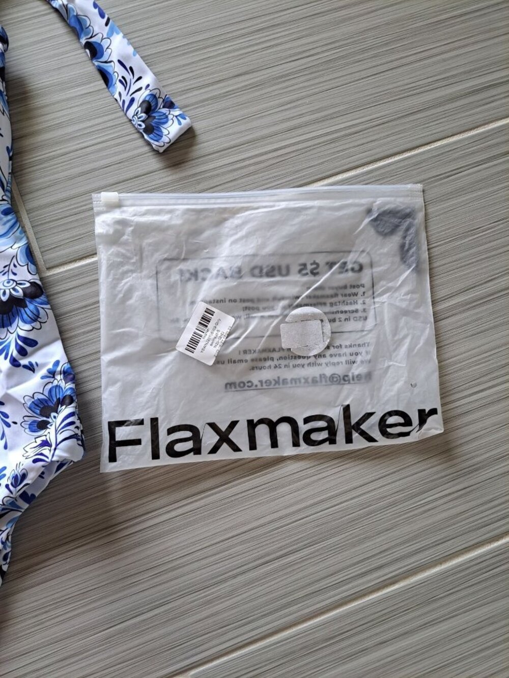 New Flaxmaker Floral Blue & White One-Piece Swimsuit Tie Straps Size Small - Picture 2 of 7
